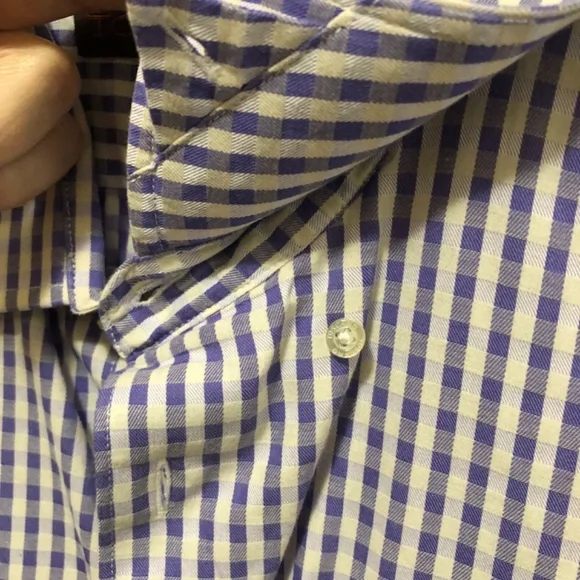 Men’s XL Toscano lavender white check button front shirt 100% cottpn - Picture 6 of 7